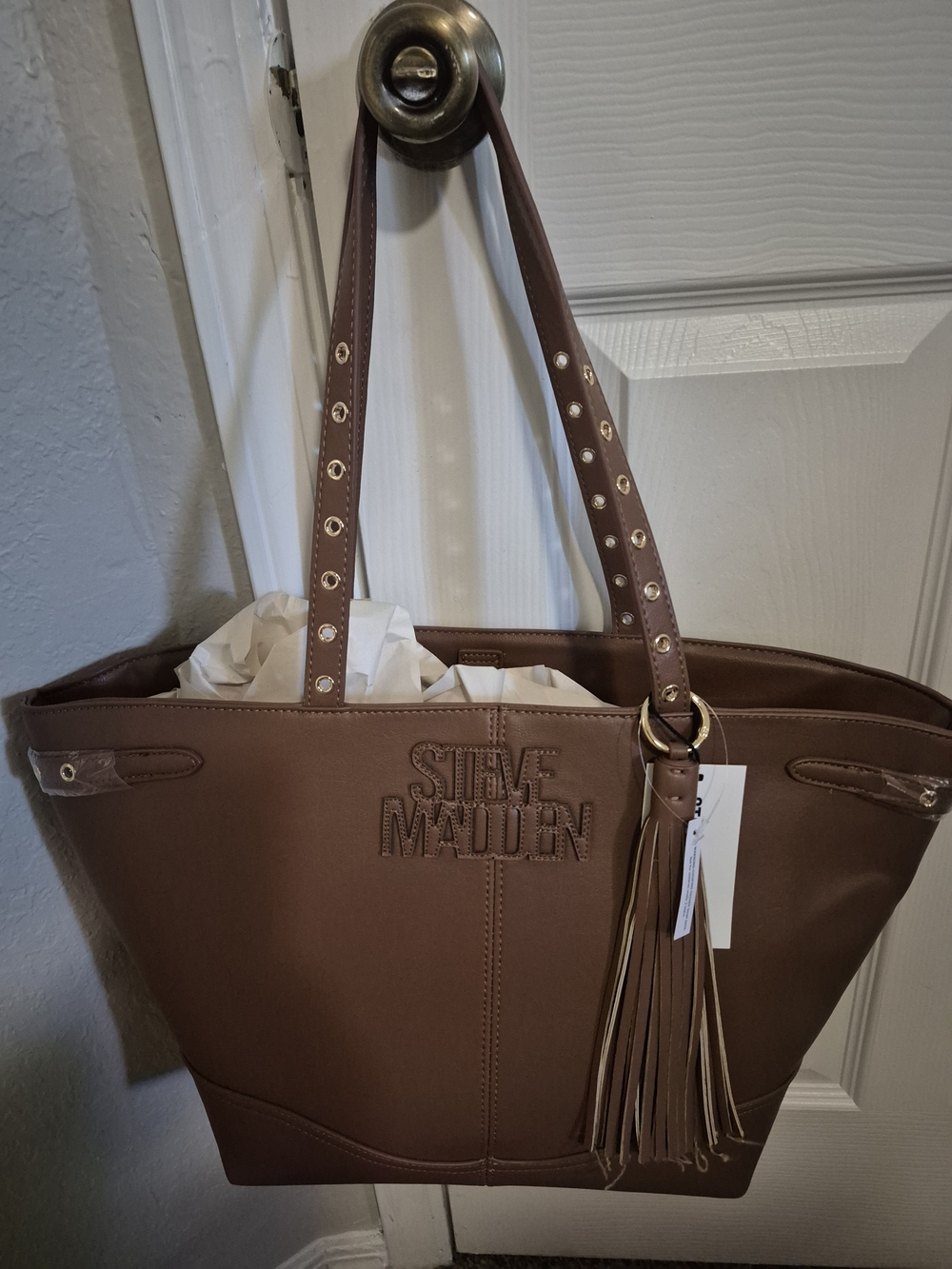 Steve Madden Brown Tote Bag with Tassel
